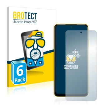 Parte frontal de un envase de producto con el logotipo de la marca BROTECT. Al lado se muestra el dispositivo Xiaomi Poco M3 P