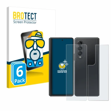 Parte frontal de un envase de producto con el logotipo de la marca BROTECT. Al lado se muestra el dispositivo Samsung Galaxy Z