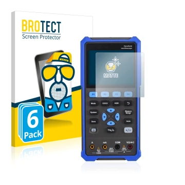 Parte frontal de un envase de producto con el logotipo de la marca BROTECT. Al lado se muestra el dispositivo Owon HDS 200 Ser