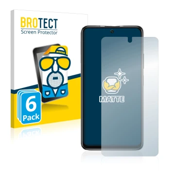 Parte frontal de un envase de producto con el logotipo de la marca BROTECT. Al lado se muestra el dispositivo Xiaomi Poco M4 P