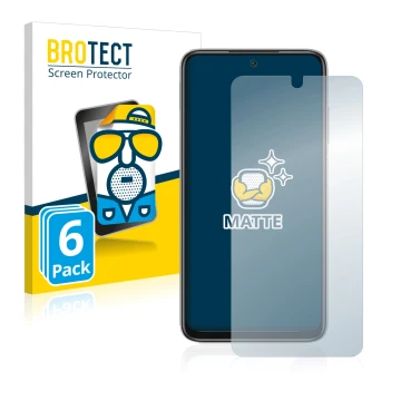 Parte frontal de un envase de producto con el logotipo de la marca BROTECT. Al lado se muestra el dispositivo Xiaomi Redmi Not