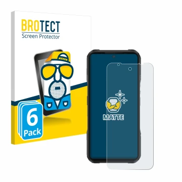 Parte frontal de un envase de producto con el logotipo de la marca BROTECT. Al lado se muestra el dispositivo Doogee V20 con s