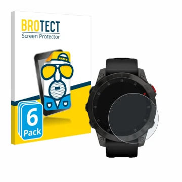 Parte frontal de un envase de producto con el logotipo de la marca BROTECT. Al lado se muestra el dispositivo Garmin epix (Gen