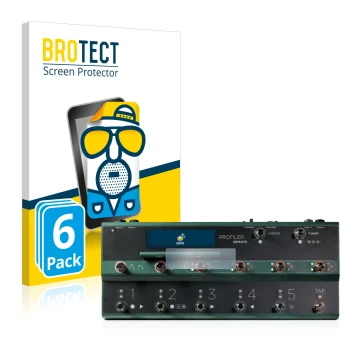 Parte frontal de un envase de producto con el logotipo de la marca BROTECT. Al lado se muestra el dispositivo Kemper Profiler 