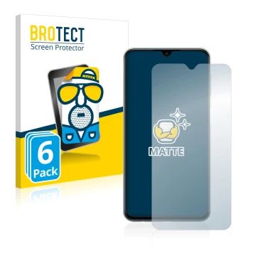 Parte frontal de un envase de producto con el logotipo de la marca BROTECT. Al lado se muestra el dispositivo Samsung Galaxy M