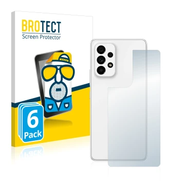 Parte frontal de un envase de producto con el logotipo de la marca BROTECT. Al lado se muestra el dispositivo Samsung Galaxy A