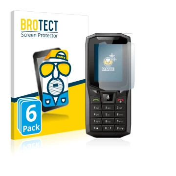 Parte frontal de un envase de producto con el logotipo de la marca BROTECT. Al lado se muestra el dispositivo Crosscall Core-S