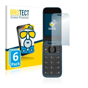 Parte frontal de un envase de producto con el logotipo de la marca BROTECT. Al lado se muestra el dispositivo Nokia 2660 Flip 