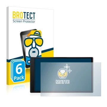 Parte frontal de un envase de producto con el logotipo de la marca BROTECT. Al lado se muestra el dispositivo Garmin dezl LGV6