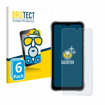 Parte frontal de un envase de producto con el logotipo de la marca BROTECT. Al lado se muestra el dispositivo Umidigi Bison X1