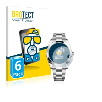 Parte frontal de un envase de producto con el logotipo de la marca BROTECT. Al lado se muestra el dispositivo Rolex Datejust 4