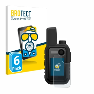 Parte frontal de un envase de producto con el logotipo de la marca BROTECT. Al lado se muestra el dispositivo Garmin Alpha 10 