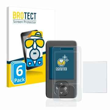 Parte frontal de un envase de producto con el logotipo de la marca BROTECT. Al lado se muestra el dispositivo Dexcom G7 CGM co