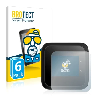 Parte frontal de un envase de producto con el logotipo de la marca BROTECT. Al lado se muestra el dispositivo Netgear Nighthaw