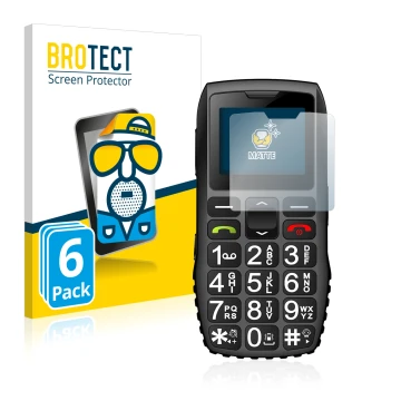 Parte frontal de un envase de producto con el logotipo de la marca BROTECT. Al lado se muestra el dispositivo artfone C1 + con