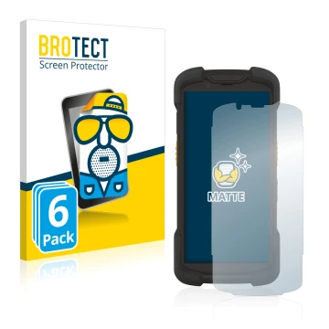 Parte frontal de un envase de producto con el logotipo de la marca BROTECT. Al lado se muestra el dispositivo Zebra TC73 con s