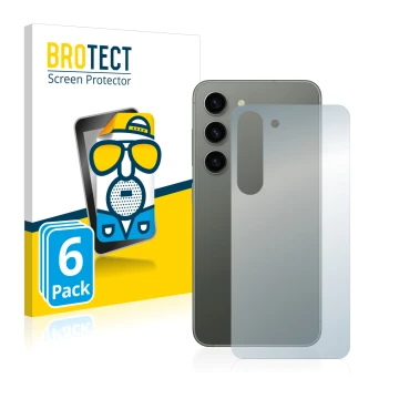 Parte frontal de un envase de producto con el logotipo de la marca BROTECT. Al lado se muestra el dispositivo Samsung Galaxy S