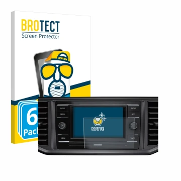 Parte frontal de un envase de producto con el logotipo de la marca BROTECT. Al lado se muestra el dispositivo Volkswagen Craft