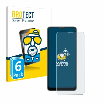 Parte frontal de un envase de producto con el logotipo de la marca BROTECT. Al lado se muestra el dispositivo Blackview A53 co