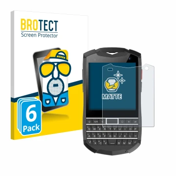 Parte frontal de un envase de producto con el logotipo de la marca BROTECT. Al lado se muestra el dispositivo Unihertz Titan P