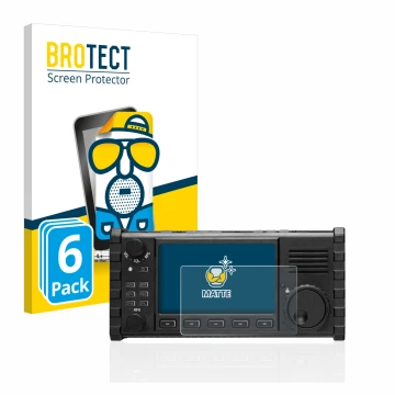 Parte frontal de un envase de producto con el logotipo de la marca BROTECT. Al lado se muestra el dispositivo Xiegu X6100 HF-T