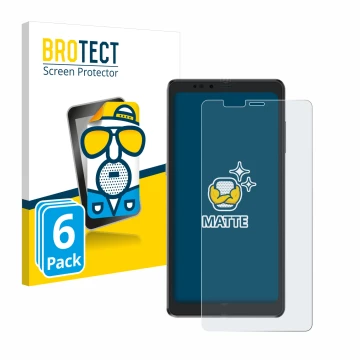 Parte frontal de un envase de producto con el logotipo de la marca BROTECT. Al lado se muestra el dispositivo Hisense A9 con s