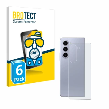 Parte frontal de un envase de producto con el logotipo de la marca BROTECT. Al lado se muestra el dispositivo Samsung Galaxy Z