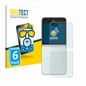 Parte frontal de un envase de producto con el logotipo de la marca BROTECT. Al lado se muestra el dispositivo Samsung Galaxy Z