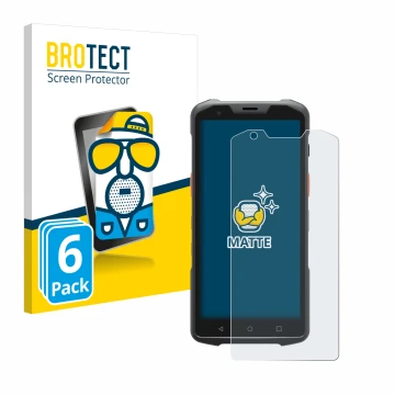 Parte frontal de un envase de producto con el logotipo de la marca BROTECT. Al lado se muestra el dispositivo Sunmi L2H con su