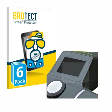 Parte frontal de un envase de producto con el logotipo de la marca BROTECT. Al lado se muestra el dispositivo Motocaddy M7 Rem