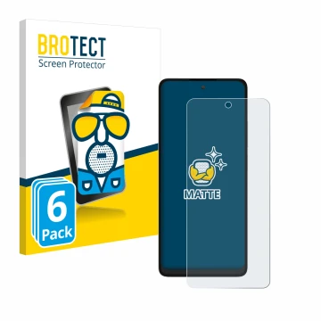 Parte frontal de un envase de producto con el logotipo de la marca BROTECT. Al lado se muestra el dispositivo TCL 40 NXTPAPER 