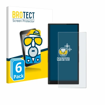 Parte frontal de un envase de producto con el logotipo de la marca BROTECT. Al lado se muestra el dispositivo Hiby R6 Pro II (