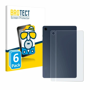 Parte frontal de un envase de producto con el logotipo de la marca BROTECT. Al lado se muestra el dispositivo Samsung Galaxy T