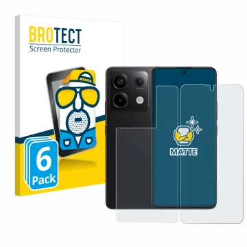 Parte frontal de un envase de producto con el logotipo de la marca BROTECT. Al lado se muestra el dispositivo Xiaomi Redmi Not