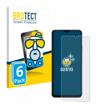 Parte frontal de un envase de producto con el logotipo de la marca BROTECT. Al lado se muestra el dispositivo Xiaomi Redmi A3 