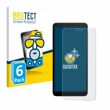 Parte frontal de un envase de producto con el logotipo de la marca BROTECT. Al lado se muestra el dispositivo TCL 501 con su p