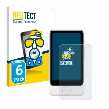 Parte frontal de un envase de producto con el logotipo de la marca BROTECT. Al lado se muestra el dispositivo Pocketalk Plus c