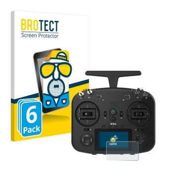 Parte frontal de un envase de producto con el logotipo de la marca BROTECT. Al lado se muestra el dispositivo FrSky TWIN X14 c