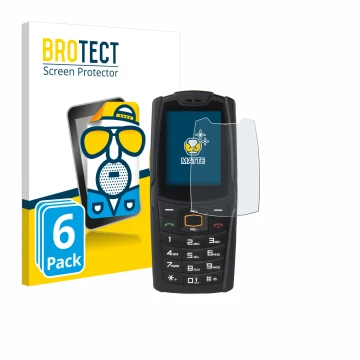 Parte frontal de un envase de producto con el logotipo de la marca BROTECT. Al lado se muestra el dispositivo AGM M6 con su pr