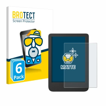 Parte frontal de un envase de producto con el logotipo de la marca BROTECT. Al lado se muestra el dispositivo Tolino Shine 5 C