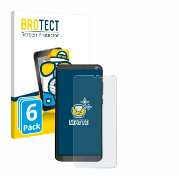 Parte frontal de un envase de producto con el logotipo de la marca BROTECT. Al lado se muestra el dispositivo Brondi Amico XL 