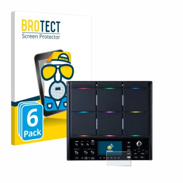 Parte frontal de un envase de producto con el logotipo de la marca BROTECT. Al lado se muestra el dispositivo Roland SPD-SX PR