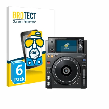 Parte frontal de un envase de producto con el logotipo de la marca BROTECT. Al lado se muestra el dispositivo Pioneer XDJ -100