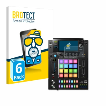 Parte frontal de un envase de producto con el logotipo de la marca BROTECT. Al lado se muestra el dispositivo Pioneer DJS -100