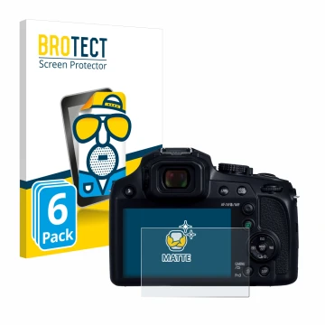 Parte frontal de un envase de producto con el logotipo de la marca BROTECT. Al lado se muestra el dispositivo Panasonic Lumix 