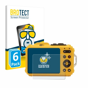 Parte frontal de un envase de producto con el logotipo de la marca BROTECT. Al lado se muestra el dispositivo Kodak Pixpro WPZ