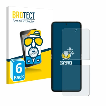 Parte frontal de un envase de producto con el logotipo de la marca BROTECT. Al lado se muestra el dispositivo Samsung Galaxy Z