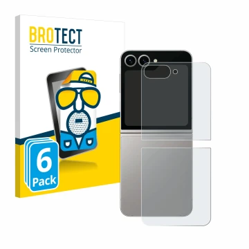 Parte frontal de un envase de producto con el logotipo de la marca BROTECT. Al lado se muestra el dispositivo Samsung Galaxy Z