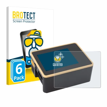 Parte frontal de un envase de producto con el logotipo de la marca BROTECT. Al lado se muestra el dispositivo Junsi iCharger X