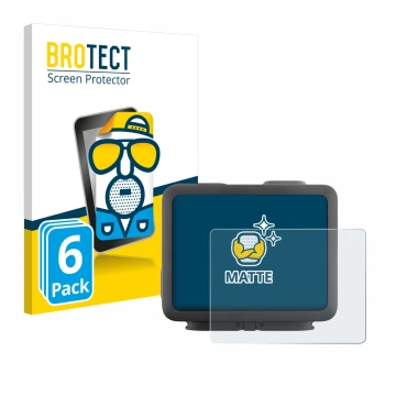 Parte frontal de un envase de producto con el logotipo de la marca BROTECT. Al lado se muestra el dispositivo GoPro Hero 4k co